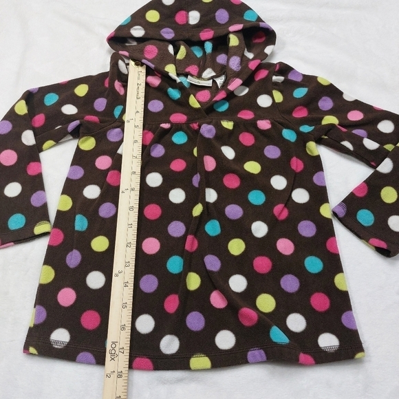 JUMPING BEANS GIRLS BROWN POLKA DOT FLEECE HOODED LONG SLEEVE SHIRT SIZE 6X - Picture 5 of 6